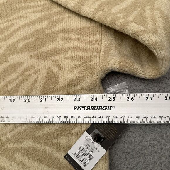 NWT Lee‎ Zebra Print Sweater Women's 2X Beige Lightweight Stretch Crew Neck - Picture 3 of 8